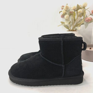 KOOLABURRA by UGG Classic Mini Suede Ankle Boots Pull On Black Womens Size 5